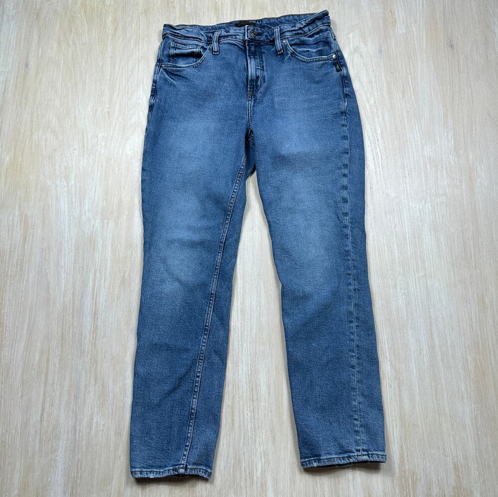 Silver Jeans Co Womens 28 Suki Mid Rise Straight Leg Jeans Blue Stretch Denim